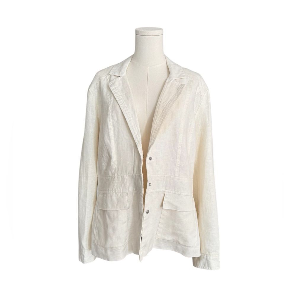100% linen Euro Summer cream oversized relaxed blazer size M